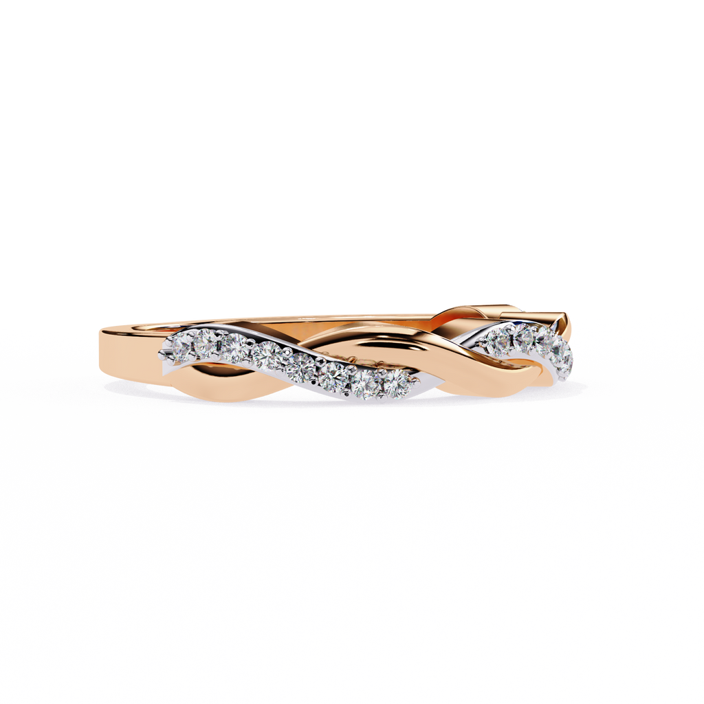 Rose Gold Round Diamond Twisted Vine Half Eternity Band