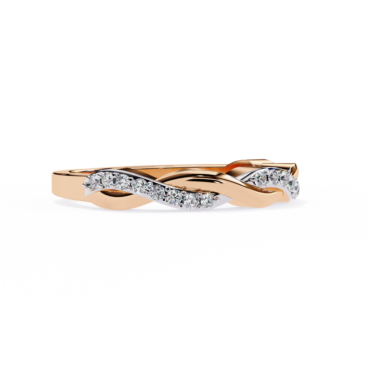 Rose Gold Round Diamond Twisted Vine Half Eternity Band