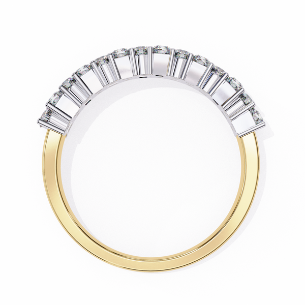 Yellow Gold Radiant and Round Diamond Double Row Half Eternity Ring