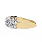Yellow Gold Radiant and Round Diamond Double Row Half Eternity Ring