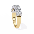 Yellow Gold Radiant and Round Diamond Double Row Half Eternity Ring