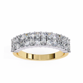 Yellow Gold Radiant and Round Diamond Double Row Half Eternity Ring