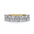 Yellow Gold Radiant and Round Diamond Double Row Half Eternity Ring