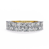 Yellow Gold Radiant and Round Diamond Double Row Half Eternity Ring