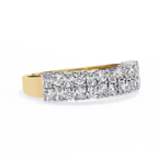 Yellow Gold Radiant and Round Diamond Double Row Half Eternity Ring
