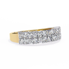 Yellow Gold Radiant and Round Diamond Double Row Half Eternity Ring