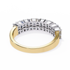 Yellow Gold Radiant and Round Diamond Double Row Half Eternity Ring