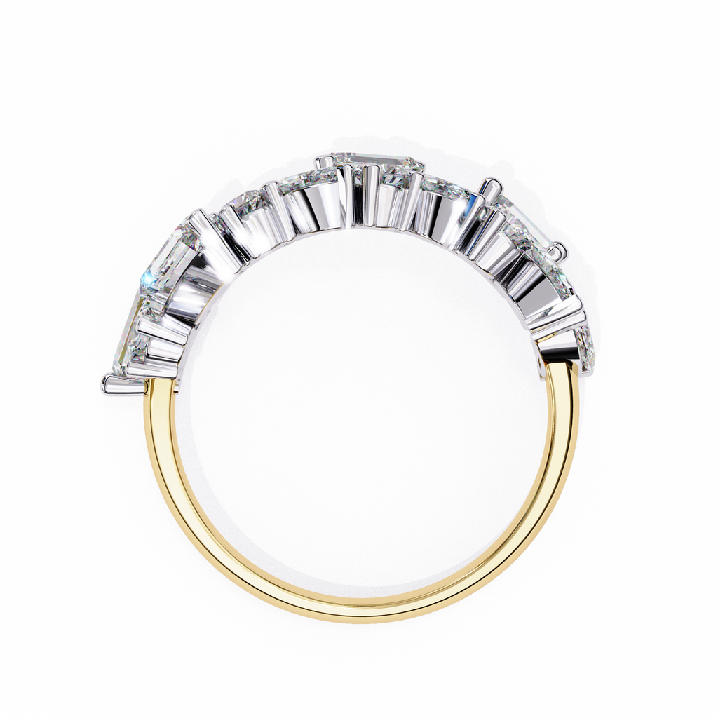 Yellow Gold Mixed Cut Diamond Scattered Cluster Half Eternity Ring