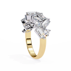 Yellow Gold Mixed Cut Diamond Scattered Cluster Half Eternity Ring