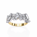 Yellow Gold Mixed Cut Diamond Scattered Cluster Half Eternity Ring