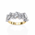 Yellow Gold Mixed Cut Diamond Scattered Cluster Half Eternity Ring