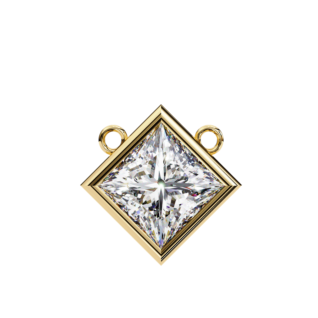 Princess-Cut Bezel Set Natural Diamond Pendant