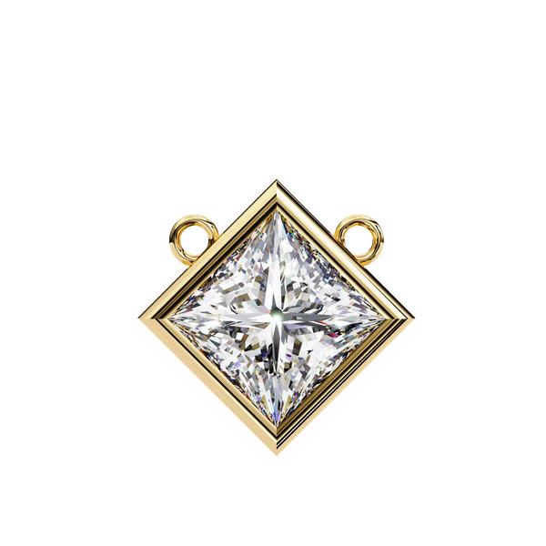 Gold Princess Cut Diamond Diagonal Bezel Pendant