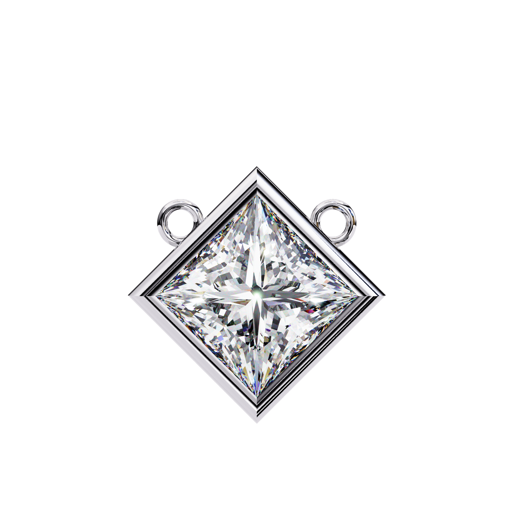 Princess-Cut Bezel Set Natural Diamond Pendant