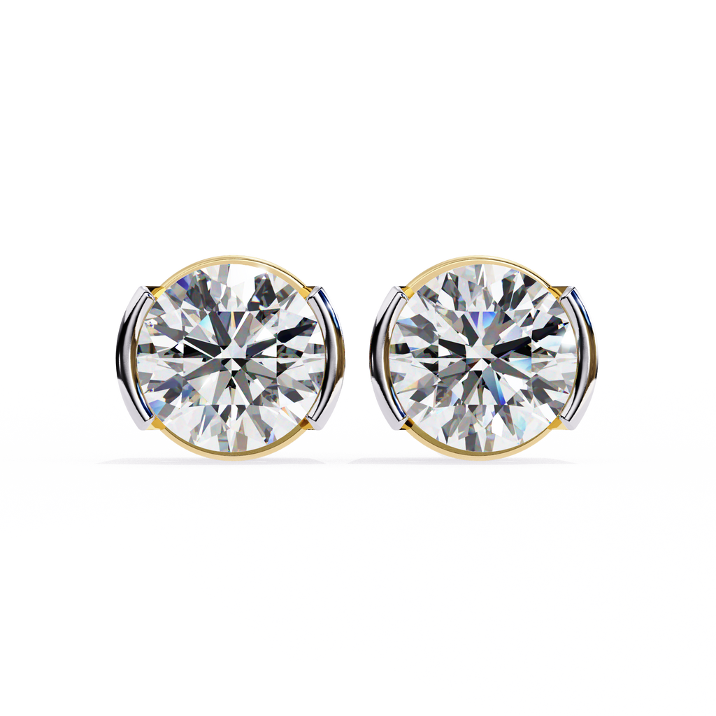 Two-Tone Natural Diamond Stud Earrings