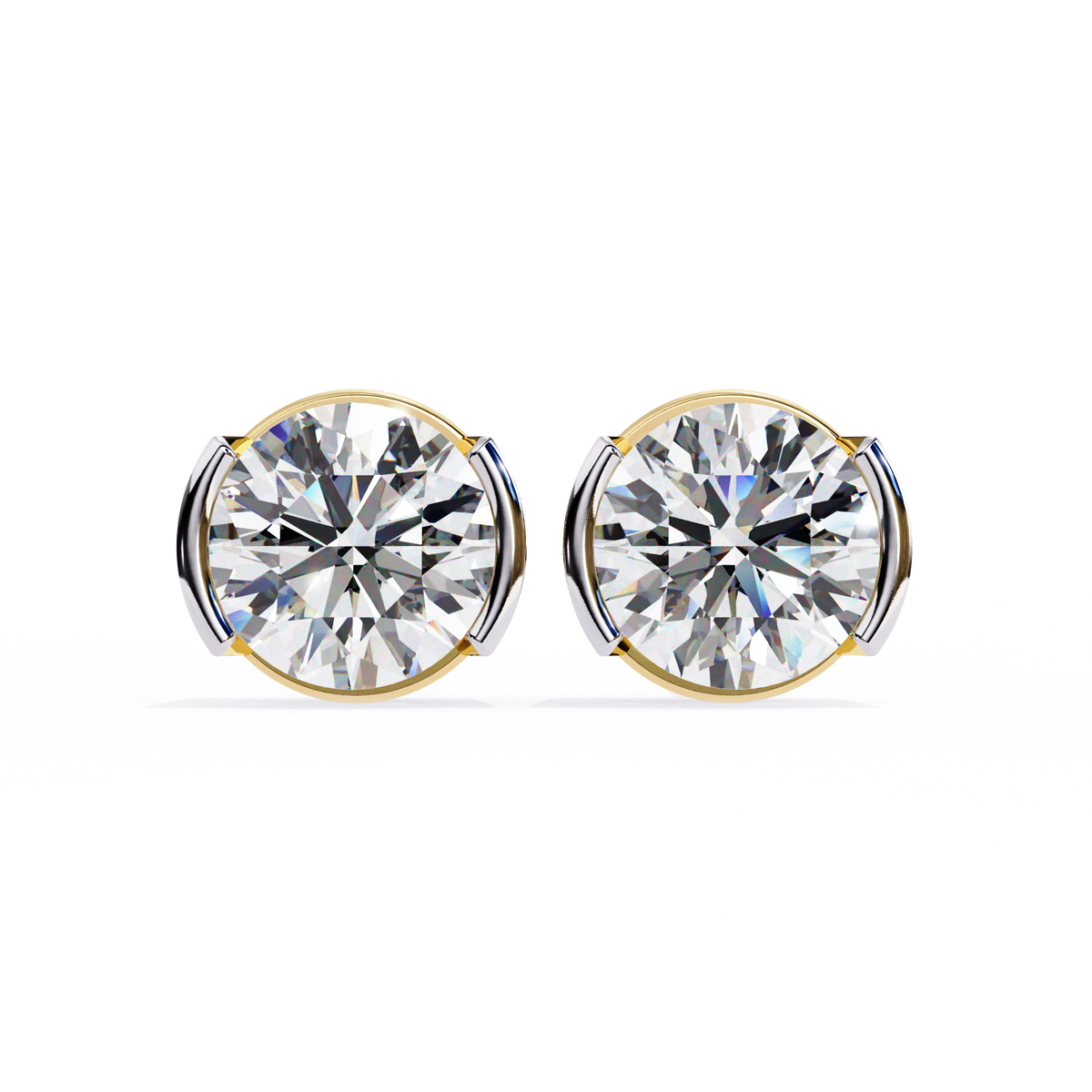 Two-Tone Natural Diamond Stud Earrings