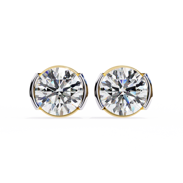 Two-Tone Natural Diamond Stud Earrings