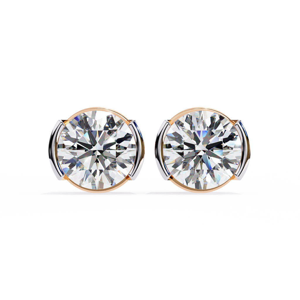 Two-Tone Natural Diamond Stud Earrings