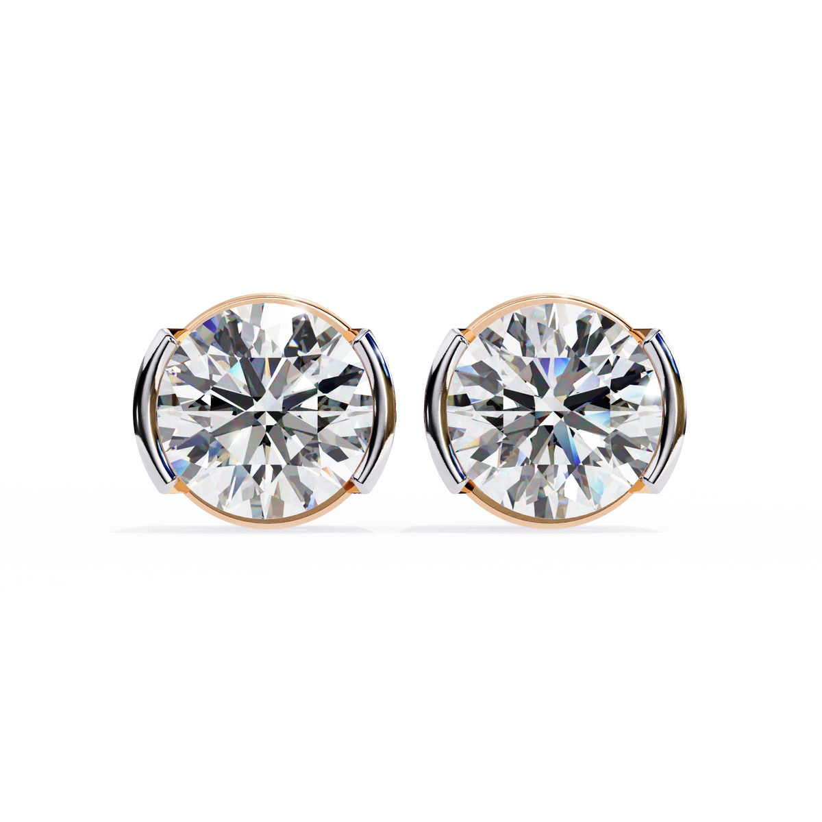 Two-Tone Natural Diamond Stud Earrings
