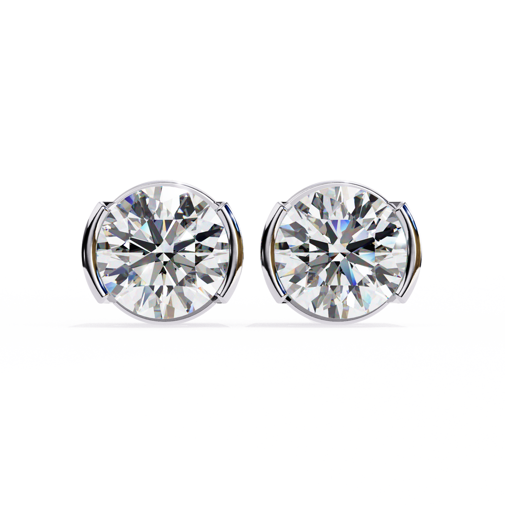 Two-Tone Natural Diamond Stud Earrings
