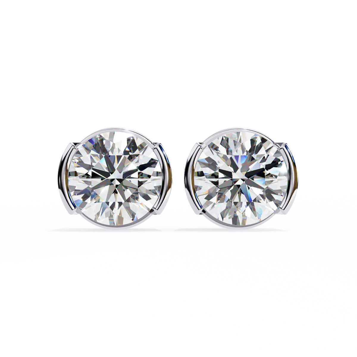 Two-Tone Natural Diamond Stud Earrings