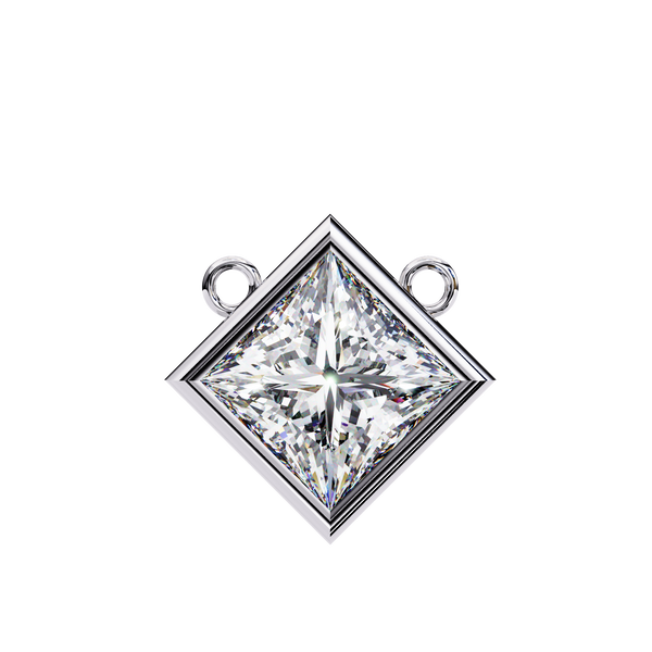 Princess-Cut Bezel Set Natural Diamond Pendant