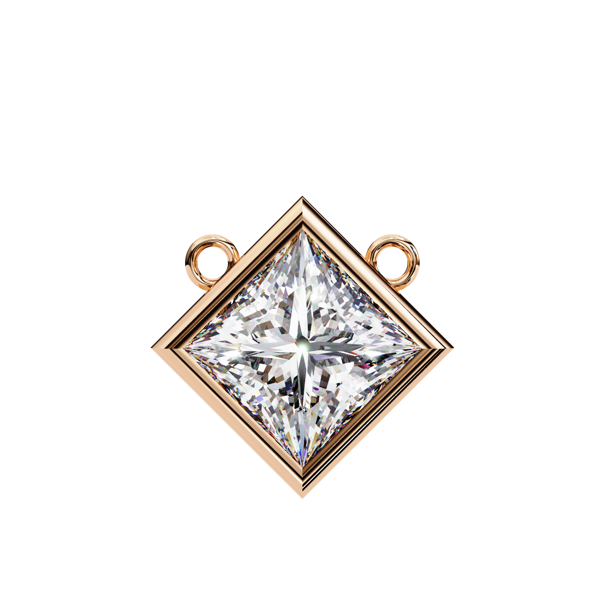 Princess-Cut Bezel Set Natural Diamond Pendant