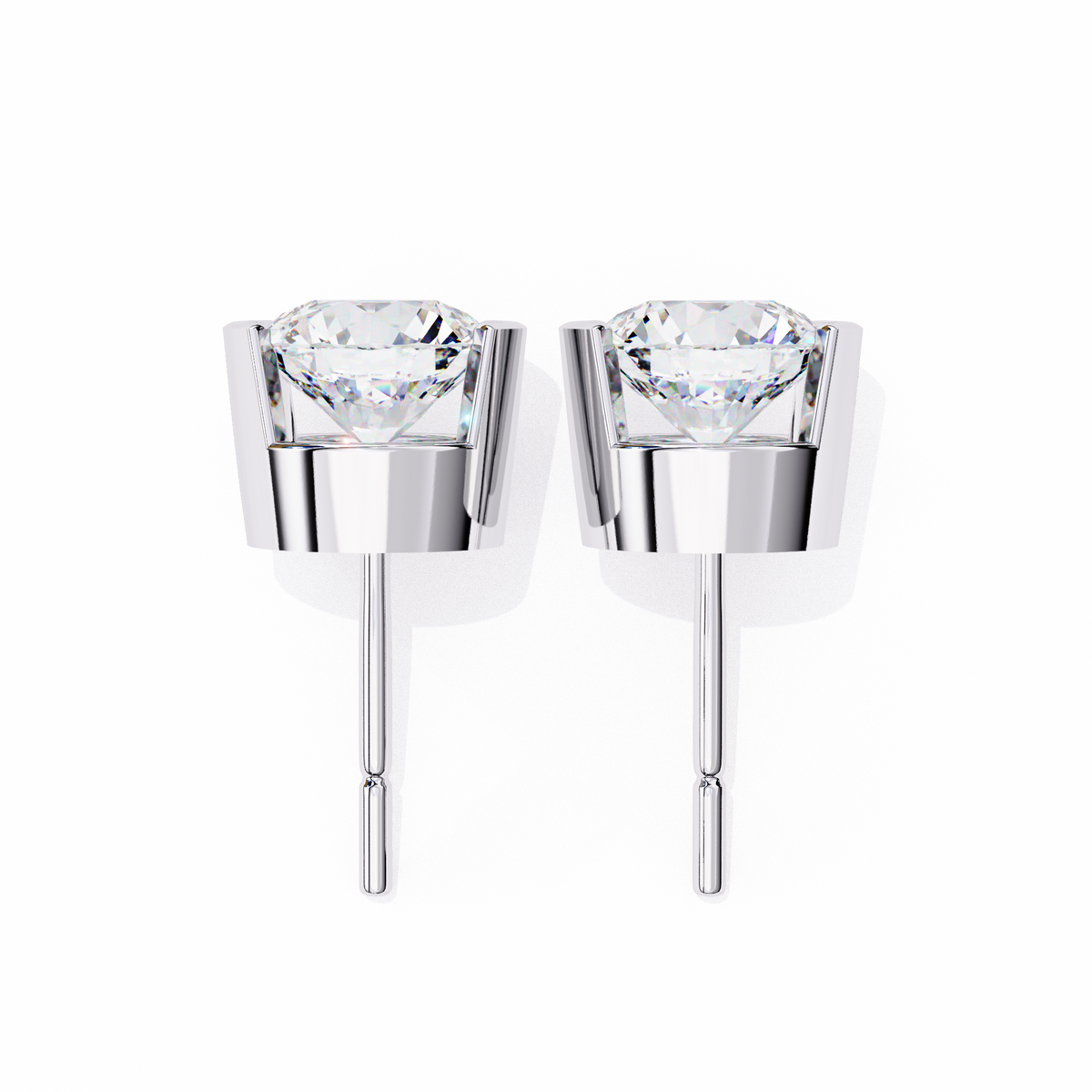Two-Tone Natural Diamond Stud Earrings