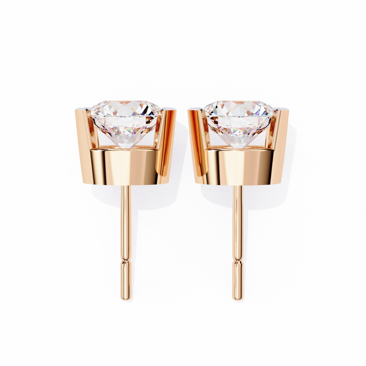 Two-Tone Natural Diamond Stud Earrings