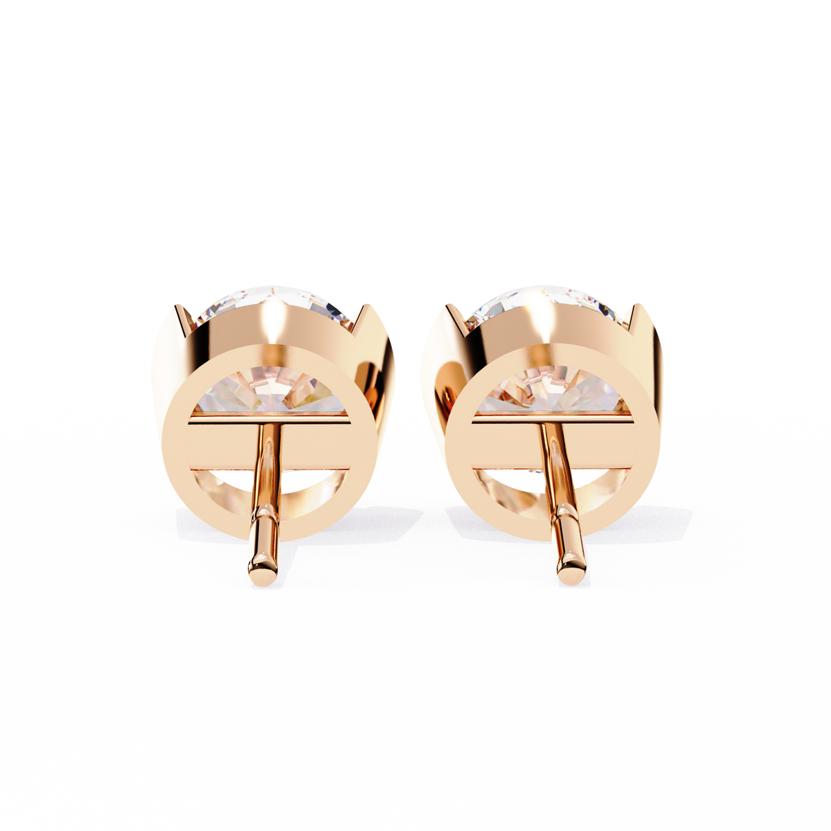 Two-Tone Natural Diamond Stud Earrings