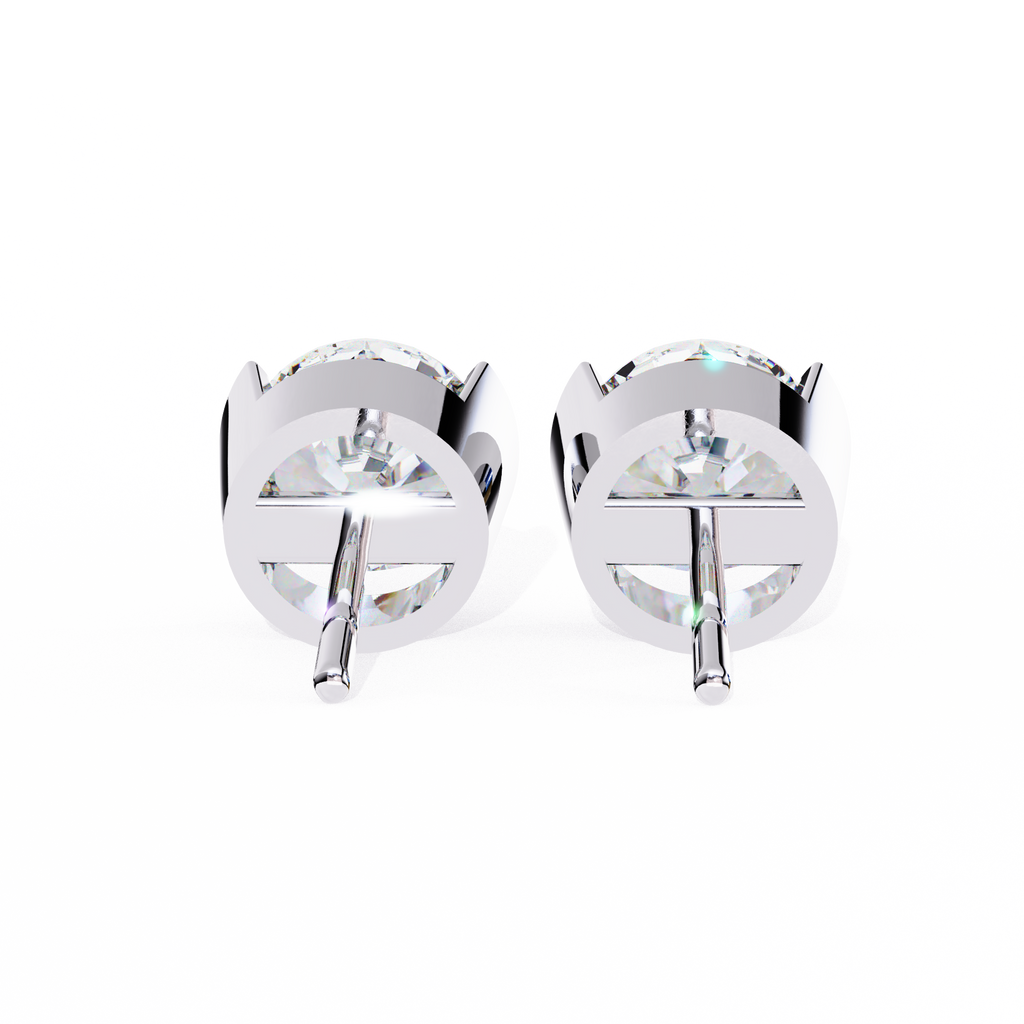 White Gold Half-Bezel Round Diamond Stud Earrings