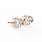 Rose Gold Half-Bezel Round Diamond Stud Earrings