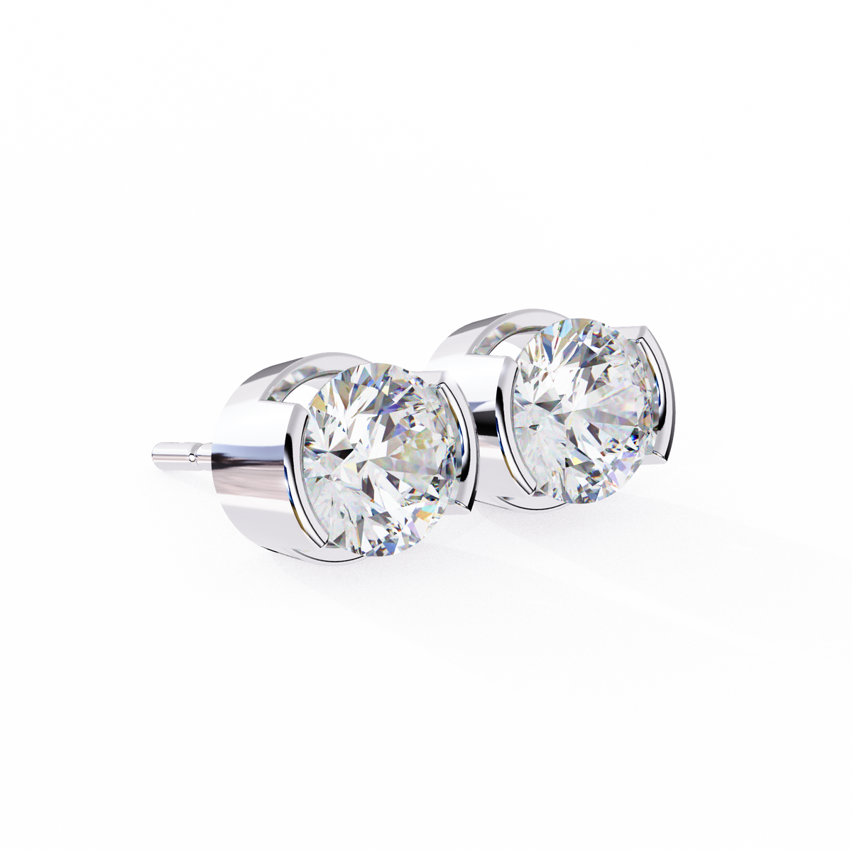 Two-Tone Natural Diamond Stud Earrings