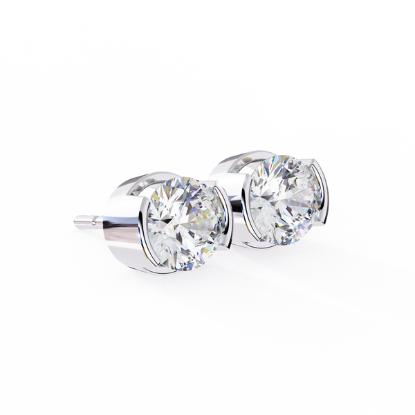 Two-Tone Natural Diamond Stud Earrings
