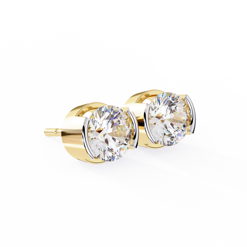Two-Tone Natural Diamond Stud Earrings