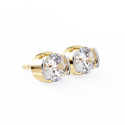 Two-Tone Natural Diamond Stud Earrings