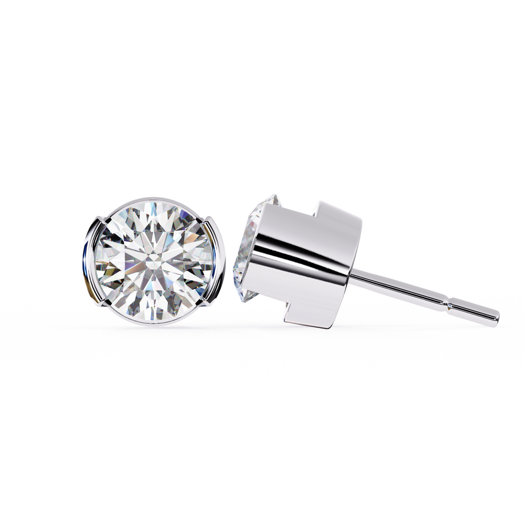 Two-Tone Natural Diamond Stud Earrings