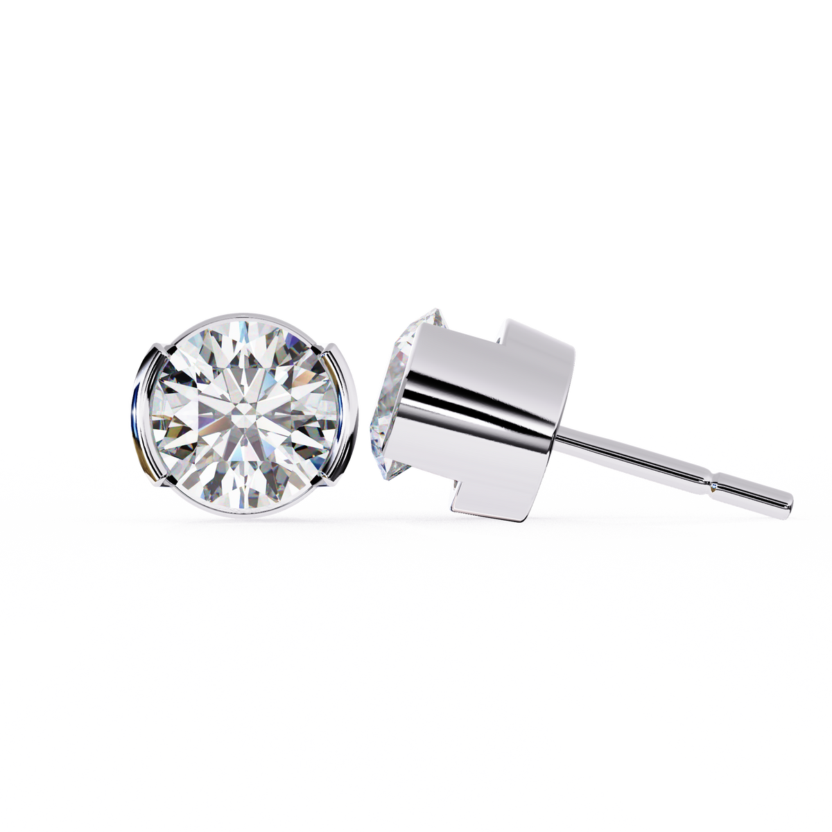 Two-Tone Natural Diamond Stud Earrings