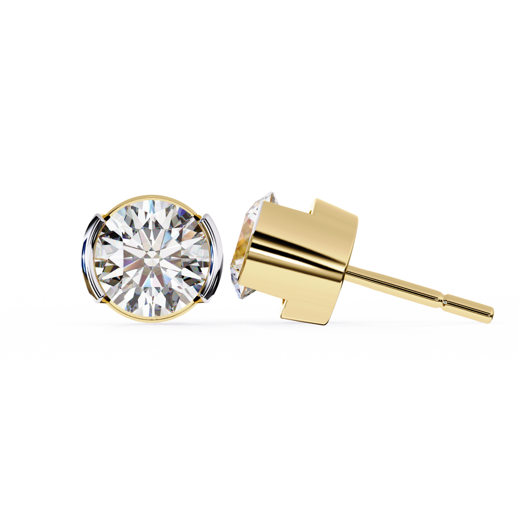 Two-Tone Natural Diamond Stud Earrings