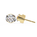 Yellow Gold Half-Bezel Round Diamond Stud Earrings