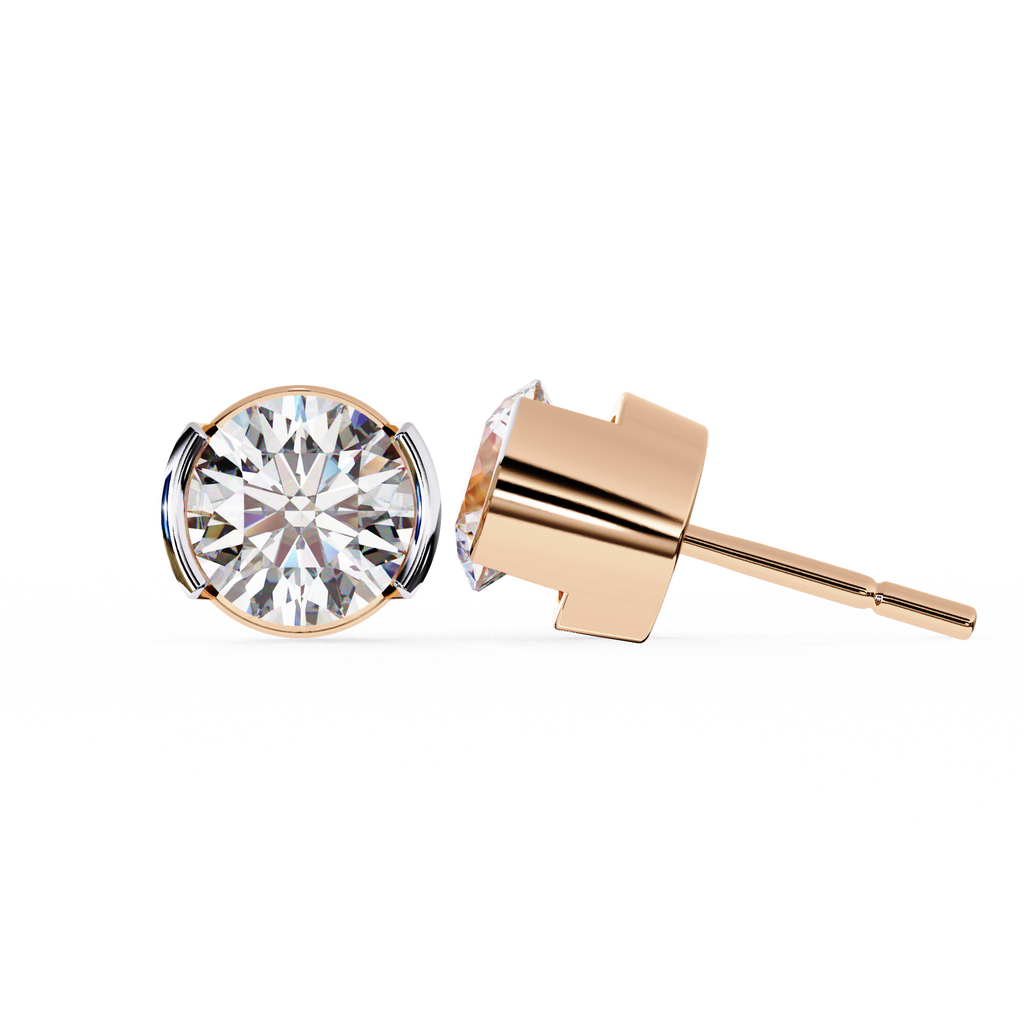 Two-Tone Natural Diamond Stud Earrings