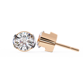 Rose Gold Half-Bezel Round Diamond Stud Earrings