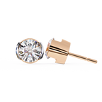 Rose Gold Half-Bezel Round Diamond Stud Earrings