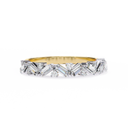 Yellow Gold Baguette Diamond Chevron Crown Half Band Ring