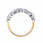 Yellow Gold Baguette Diamond Chevron Crown Half Band Ring