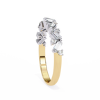 Yellow Gold Baguette Diamond Chevron Crown Half Band Ring
