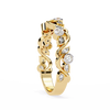 Yellow Gold Round Diamond Twisted Vine and Petal Half Eternity Ring