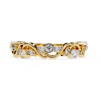 Yellow Gold Round Diamond Twisted Vine and Petal Half Eternity Ring