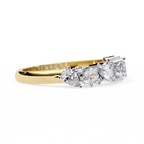 Yellow Gold Pear and Round Diamond Alternating Cluster Half Eternity Ring