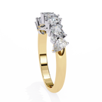 Yellow Gold Pear and Round Diamond Alternating Cluster Half Eternity Ring